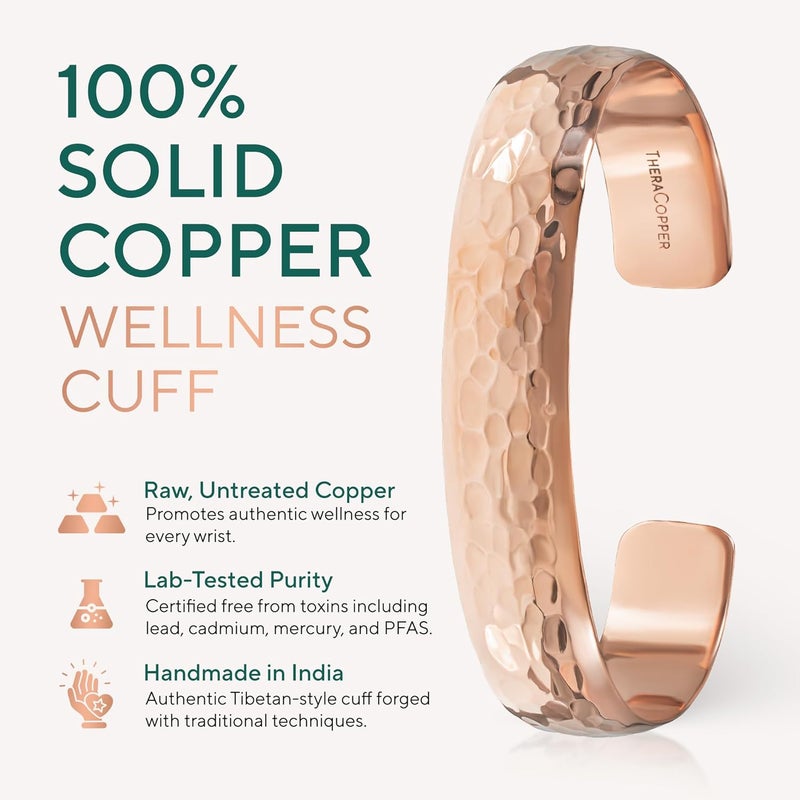 TheraCopper Copper Bracelet for Men & Women — 100% Pure Copper Bracelets — Raw, Solid & Uncoated Authentic Handmade Tibetan Bracelet Cuff Bangles - Image 2